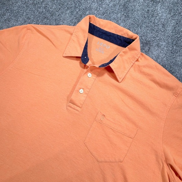 IZOD Polo Shirt‎ Mens XL Orange Short Sleeve Embroidered Logo Pocket Stretch - Picture 1 of 9